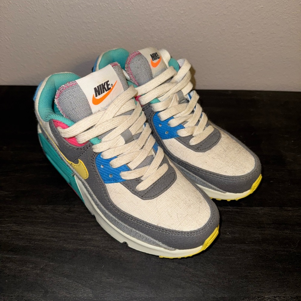 Nike Gray and Blue Sneakers with Yellow Accents